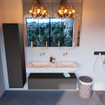 Mondiaz ALAN-DLUX Ensemble de meuble - 120cm - meuble Dark grey mat - 1 tiroir - Lavabo Cloud Frappe suspendu - vasque Gauche et droite - 0 trous de robinet SW805426