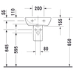 Duravit Me by starck fontein 450x155x320mm zonder kraangat met overloop wit 0293428