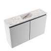 MONDIAZ TURE-DLUX Meuble toilette - 80cm - Plata - EDEN - vasque Glace - position centrale - sans trou de robinet SW1103418