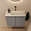 MONDIAZ TURE-DLUX Meuble toilette - 60cm - Smoke - EDEN - vasque Ostra - position centrale - sans trou de robinet SW1105122