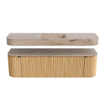 MONDIAZ THOR-DLUX 160cm badmeubel ronding links + rechts kleur Oak met 1 lade en 2 deuren. Vrijhangende wastafel CLOUD Midden zonder kraangat kleur Arena. SW1465095