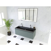 HR Matrix ensemble de meubles de salle de bain 3d 120cm 1 tiroir sans poignée avec bandeau de poignée couleur pétrole mat avec lavabo djazz 2 trous de robinetterie noir mat SW857112