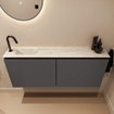 MONDIAZ TURE-DLUX Meuble toilette - 120cm - Dark Grey - EDEN - vasque Ostra - position gauche - 1 trou de robinet SW1104817