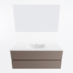 Mondiaz VICA ensemble de meuble de salle de bain - 120cm - meuble sous-vasque fumée - 2 tiroirs - lavabo denia milieu - 1 trou de robinet - couleur Blanc Brillant - miroir LED - version XL 60cm haut SW1092000