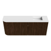 Mondiaz JOYA 101.6cm meuble de toilette - arrondi gauche couleur Walnut - Vasque FAYE position Droite Sans trou de robinet couleur Talc SW1421296