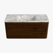 Mondiaz CIRO-DLUX Badkamermeubelset - 110x45x50cm - Solid surface wastafel Glace - 1 wasbak Midden - zonder kraangaten - 2 lades - Walnut SW1530253