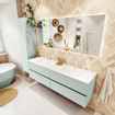 Mondiaz Vica ensemble de meuble de salle de bain - 170cm - meuble sous vasque greey - 4 tiroirs - lavabo cloud double - 2 trous de robinet - couleur talc - miroir LED - version XL 60cm de haut SW1095501