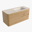 Mondiaz CIRO-DLUX Badkamermeubelset - 110x45x50cm - Solid surface wastafel Meli - 1 wasbak Rechts - zonder kraangaten - 2 lades - Oak SW1531406