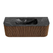 MONDIAZ KURVE-DLUX 130cm Meuble salle de bain avec module 25 G et D - couleur Walnut - 1 tiroir - 2 portes - vasque BIG SMALL centre - sans trou de robinet - couleur Lava SW1137233