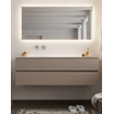 Mondiaz VICA ensemble de meuble de salle de bain - 150cm - meuble sous-vasque smoke - 2 tiroirs - lavabo moon gauche - sans trou de robinet XL version 60cm haut SW1090200