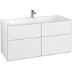 Villeroy & Boch Finion Meuble sous-lavabo - avec éclairage - 4 tiroirs à extraction - 1196 x 591 x 498 mm - Laque Blanc Brillant SW479480