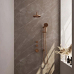 Brauer Copper Edition Regendoucheset inbouw - hoofddouche 20cm - Wandarm - glijstang - met inbouwdeel - Gladde knoppen - handdouche Rond 3 standen - PVD - geborsteld koper SW538403