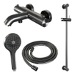 BRAUER Stripe Baddouche Thermostaatkraan - SET 02 - opbouw - glijstang - 3-standen handdouche - doucheslang - gunmetal geborsteld PVD SW1434972