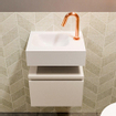 MONDIAZ ANDOR Toiletmeubel - 40x30x30cm - 1 kraangat - 1 lades - linen mat - wasbak links - Solid surface - Wit SW474160
