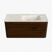 Mondiaz CIRO-DLUX Badkamermeubelset - 110x45x50cm - Solid surface wastafel Ostra - 1 wasbak Rechts - zonder kraangaten - 2 lades - Walnut SW1530343
