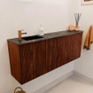 Mondiaz JOYA-DLUX Meuble de salle de bains 111,6cm - arrondi droit couleur Ruby - Vasque FAYE position Gauche 1 trou de robinet couleur Lava SW1423643