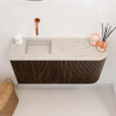 Mondiaz JOYA-DLUX Meuble de toilette 81,6cm - arrondi droit couleur Noyer - Vasque FAYE position Gauche Sans trou de robinet couleur Opalo SW1422529