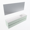 Mondiaz Vica ensemble de meuble de salle de bain - 180cm - meuble sous-vasque greey - 4 tiroirs - lavabo moon droite - 1 trou de robinet - couleur talc - miroir LED - version XL 60cm haut SW1092091