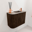 Mondiaz JOYA-DLUX Meuble de salle de bains - 51,6cm - arrondi gauche couleur Walnut - Vasque FAYE position droite 1 trou de robinet couleur Oza SW1424590