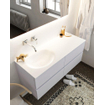 Mondiaz VICA ensemble de meuble de salle de bain - 120cm - meuble sous-vasque cale - 4 tiroirs - lavabo moon gauche - sans trou de robinet version XL 60cm de haut SW1091139