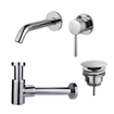Fortifura Calvi Slim Kit mitigeur lavabo - robinet encastrable - bonde non-obturable - siphon design bas - Chrome brillant SW891927