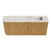 Mondiaz JOYA-DLUX 101.6cm toiletmeubel - ronding links kleur Oak - Wastafel FAYE positie Rechts Zonder kraangat kleur Frappe. SW1421957