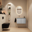MONDIAZ TURE-DLUX Meuble de toilette 80cm Plata. EDEN lavabo Ostra position gauche. Sans trou de robinet. SW1104994