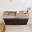Mondiaz JOYA-DLUX 70cm toiletmeubel - kleur Walnut - Wastafel FAYE positie Links 1 kraangat kleur Oza. SW1426246