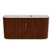 Mondiaz JOYA-DLUX 83.2cm meuble de toilette - arrondis gauche et droite couleur Ruby - Vasque FAYE position Milieu 1 trou de robinet couleur Glace. SW1423586