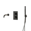 Fortifura Calvi Badkraan set - uitloop - 22cm inkortbaar - metalen slang - staafhanddouche - inbouwdeel - wandhouder - geborsteld gunmetal PVD SW1242588