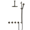 Hotbath Cobber Ensemble de douche de tête encastré - bras de plafond 15cm - douche de tête ronde 20cm - douchette à main 3 jets - barre de douche - fer vieilli SW677631