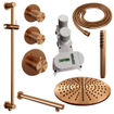 BRAUER Copper Carving Regendoucheset inbouw - hoofddouche 30cm - 3 carving knoppen - inclusief inbouwdeel - rechte wandarm - glijstang - handdouche staaf 1 stand - PVD - geborsteld koper SW715745