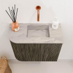 Mondiaz JOYA-DLUX Meuble de salle de bains 51,6cm - arrondi gauche couleur Shadow - Vasque FAYE position Droite Sans trou de robinet couleur Glace SW1422758
