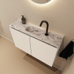MONDIAZ TURE-DLUX Meuble de toilettes 80 cm Talc. EDEN lavabo Glace position centrale. Avec 1 trou de robinet. SW1103088