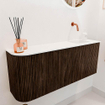 Mondiaz JOYA 101.6cm meuble de toilette - arrondi gauche couleur Walnut - Vasque FAYE position Droite Sans trou de robinet couleur Talc SW1421296