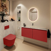 MONDIAZ TURE-DLUX Meuble toilette - 120cm - Fire - EDEN - vasque Opalo - position centrale - sans trou de robinet SW1104340