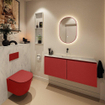 MONDIAZ TURE-DLUX meuble WC 120 cm Fire. EDEN lavabo Opalo position milieu. Sans trou de robinet. SW1104340