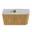 Mondiaz JOYA-DLUX 71.6cm toiletmeubel - ronding rechts kleur Oak - Wastafel FAYE positie Links Zonder kraangat kleur Glace. SW1421993