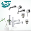 FugaFlow Eccelente Sobrado Kit robinet lavabo - pour double vasque - robinet rehaussé - bonde clic clac - siphon design - Chrome brillant SW1124260