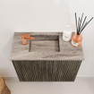 Mondiaz JOYA-DLUX 50cm meuble de salle de bains - couleur Shadow - Vasque FAYE position Gauche 1 trou de robinet couleur Oza. SW1425015