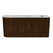 Mondiaz JOYA-DLUX 91.6cm meuble de salle de bains - arrondi gauche couleur Walnut - Vasque FAYE position Droite 1 trou de robinet couleur Opalo. SW1422603