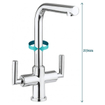 Crosswater Tropic mitigeur de cuisine à deux poignées avec bec pivotant chrome SW104507