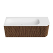 MONDIAZ KURVE 125cm Meuble salle de bain avec module 25 D - couleur Walnut - 1 tiroir - 1 porte - vasque BIG MEDIUM gauche - 1 trou de robinet - Talc SW1138314