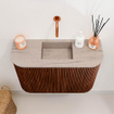 Mondiaz JOYA-DLUX 63.2cm toiletmeubel - ronding links en rechts kleur Ruby - Wastafel FAYE positie Midden Zonder kraangat kleur Saba. SW1425633