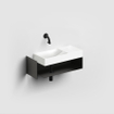 Clou Mini Wash Me Open Kast - 53x19x17.5cm - rechts - met handdoekhouder - zwart SW928527