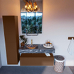 Mondiaz ALAN-DLUX Ensemble de meuble - 110cm - meuble Rust mat - 1 tiroir - Lavabo Cloud Lava suspendu - vasque Gauche - 1 trou de robinet SW808343