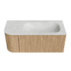 MONDIAZ KURVE-DLUX 105cm Meuble salle de bain avec module 25 G - couleur Oak - 1 tiroir - 1 porte - vasque BIG SMALL droite - sans trou de robinet - couleur Opalo SW1137512