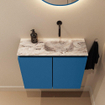 MONDIAZ TURE-DLUX Meuble toilette - 60cm - Jeans - EDEN - vasque Glace - position droite - sans trou de robinet SW1103339