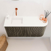 Mondiaz JOYA 81.6cm toiletmeubel - ronding rechts kleur Shadow - Wastafel FAYE positie Links Zonder kraangat kleur Talc. SW1421459