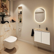 MONDIAZ TURE-DLUX Meuble toilette - 60cm - Talc - EDEN - vasque Frappe - position gauche - sans trou de robinet SW1102589